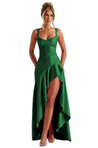 Satin Ruffles Prom Dresses for Teens Hi-Low Aline Cocktail Dresses for Women QA204