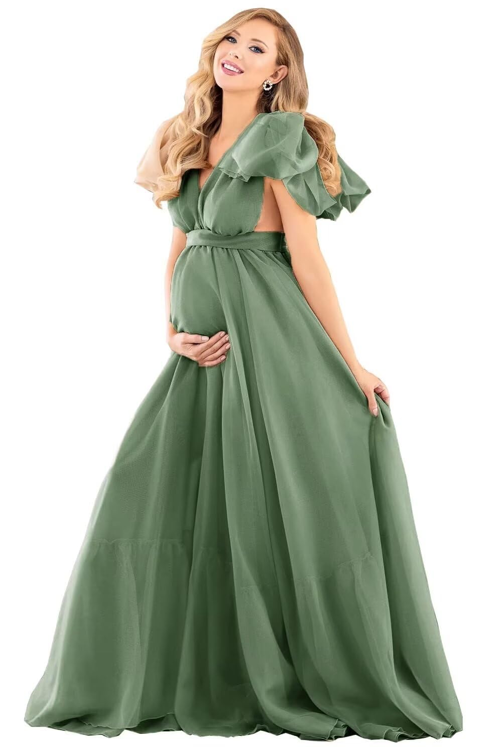 Blue Puffy Tulle Maternity Dresses for Photoshoot SY002