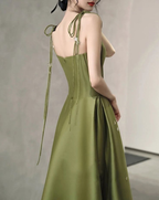 Spaghettiträger Satin Ballkleid A-Linie Schlichtes bodenlanges Abendkleid Y7011