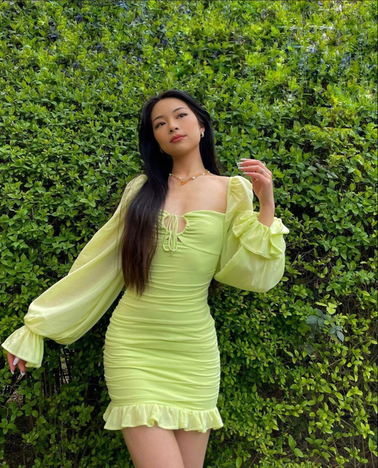 Vestido verde sexy ajustado para fiesta de bienvenida Y2691