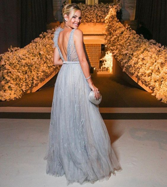 Luxuriöses Tüll-Hochzeits-Partykleid für Frauen mit offenem Rücken, Abendkleid Y5357