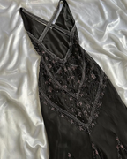 Vestido de noche de gasa negra con cuentas, elegante vestido de fiesta de sirena sin espalda Y8297