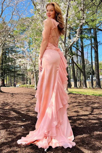 Ailani | Vestido de fiesta verde esmeralda con escote cuadrado y volantes
