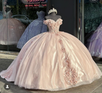 Glänzendes Rosa Quinceanera Kleid Ballkleid Applique Party Kleider Süße 16 Kleid Y2567