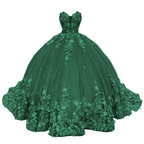Vestido de quinceañera verde con escote corazón para niñas Y7156