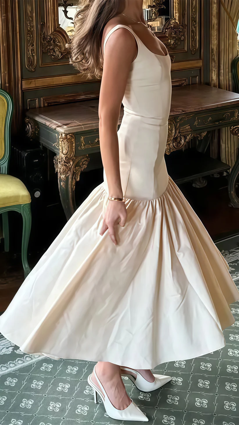 Hübsches Elfenbein Meerjungfrau Partykleid Langes Satin Abschlussball Abendkleid Y8014