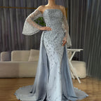 Arabisches Abendkleid Silbergrau Frau Hochzeitsfeier Ballkleider LA72705