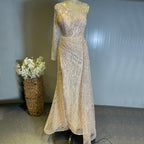 Pfirsich Meerjungfrau Elegantes Kleid 2025 Kralen Luxe Overrok Für Frauen Party LA71527