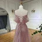 Vestido de noche árabe con cuentas, elegante, color rosa, estilo sirena saudí, para ocasiones formales, LA72204A, 2025 