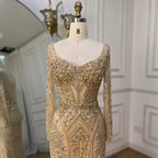 2025 Women Wedding Parties Dubai Arabia Luxury Beaded Evening Dresses Gowns Green Elegant Split Mermaid LA72518