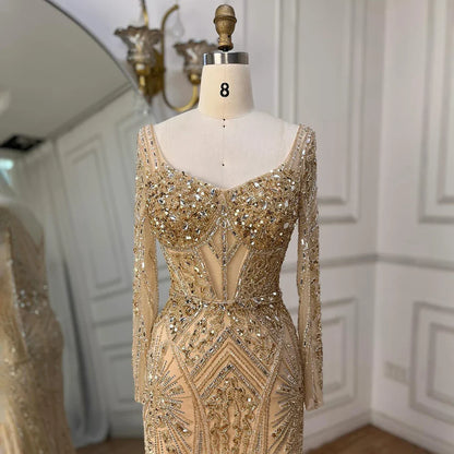 2025 Women Wedding Parties Dubai Arabia Luxury Beaded Evening Dresses Gowns Green Elegant Split Mermaid LA72518
