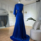 Green Mermaid Satin Evening Dresses Gowns 2025 Muslim Elegant Beaded Luxury For Women Party LA71370
