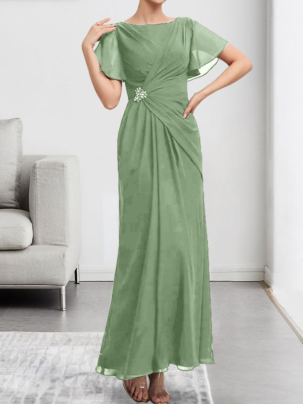 Vestido de gasa con encaje, corte A, ilusión, largo hasta la rodilla, para madre de la novia, con lentejuelas y abalorios