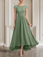 Vestido de gasa con encaje y lentejuelas para madre de la novia, corte A, largo hasta el suelo