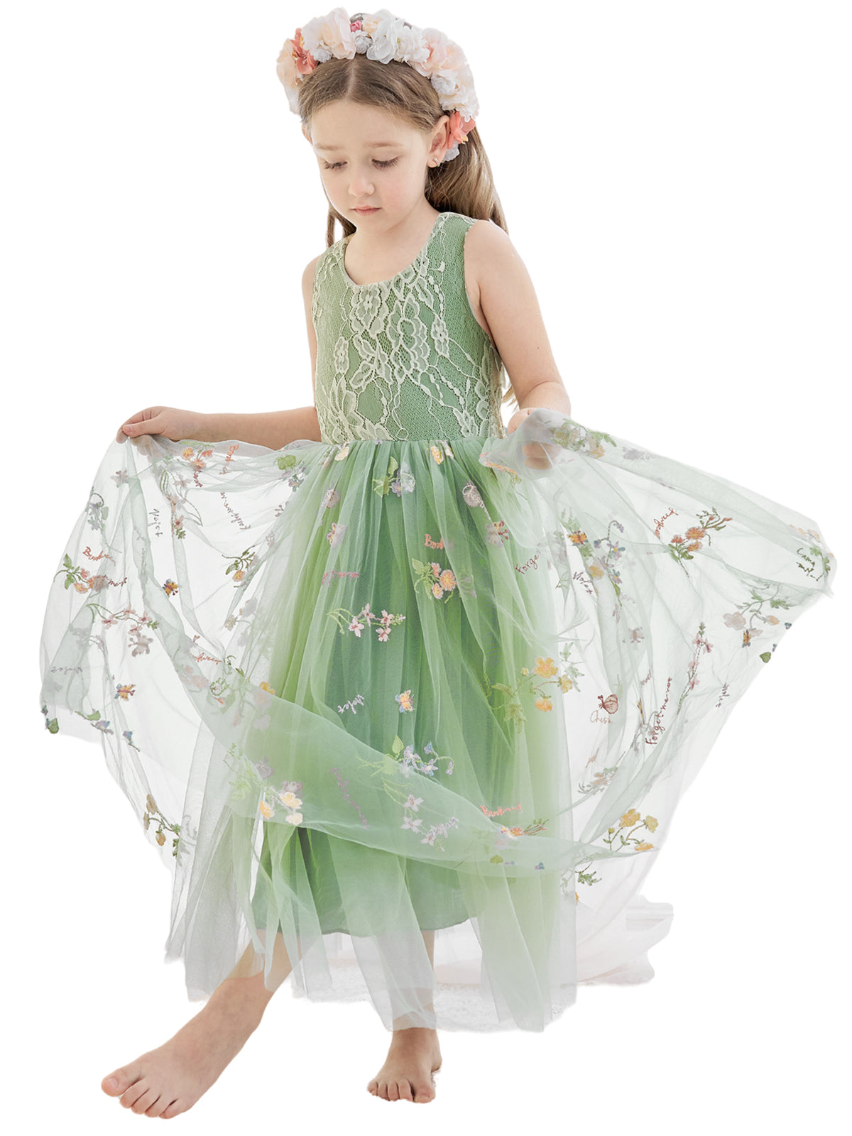 Vestido rosa de tul con corte en A y largo hasta los tobillos (2003227599)