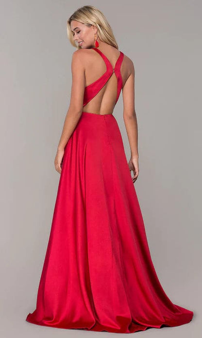 Rotes Ballkleid Satin Langes rotes Abendkleid mit offenem Rücken SYP51