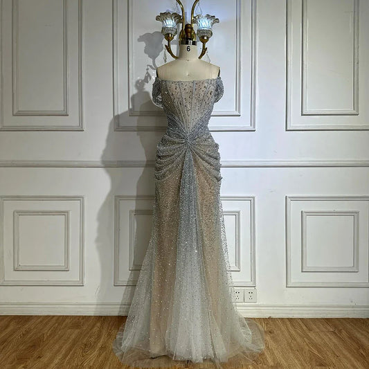 Luxus Designer Perlen Meerjungfrau Abendkleider Elegante Formale Kleid LA72905 