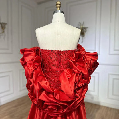 Vestido de noche largo estilo sirena con perlas y capa roja, ideal para ocasiones formales (2025, LA72585A) 