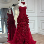 Elegante vestido de noche para niña, estilo árabe, rosa, con flores 3D, sin mangas, con abertura lateral, para fiesta de graduación, LA72568