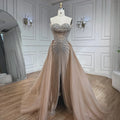2025 Nude Beaded Mermaid Evening Dresses Gowns with Overskirt for Formal Occasion LA72811