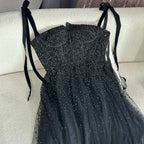 Luxury Saudi Wine Red Beaded Evening Gown Spaghetti Strap Floor-Length for Formal Occasion LA70600A