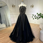 Vestido de noche elegante, festoneado, sin tirantes, color lila, corte A, sexy, con cuentas, para mujer, boda, fiesta, LA71643 