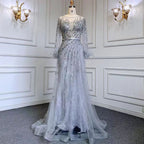 Abendkleid Langes Weinrotes Meerjungfrauenkleid Perlenfedern Mit Umhang Partykleid Damen Party LA70827 