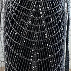 2025 Saudi Arabic Turquoise Mermaid Evening Dress With Pearls Beaded Cape Sleeves For Formal Occasion LA72590A