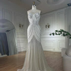 Arabic Blue Spaghetti Straps Beaded Evening Gown with Detachable Cape Dress for Formal Occasion 2025 LA72784