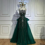 2025 Nude Saudi Beaded Spaghetti Strap Evening Dresses Gowns with Overskirt for Formal Occasion LA72810