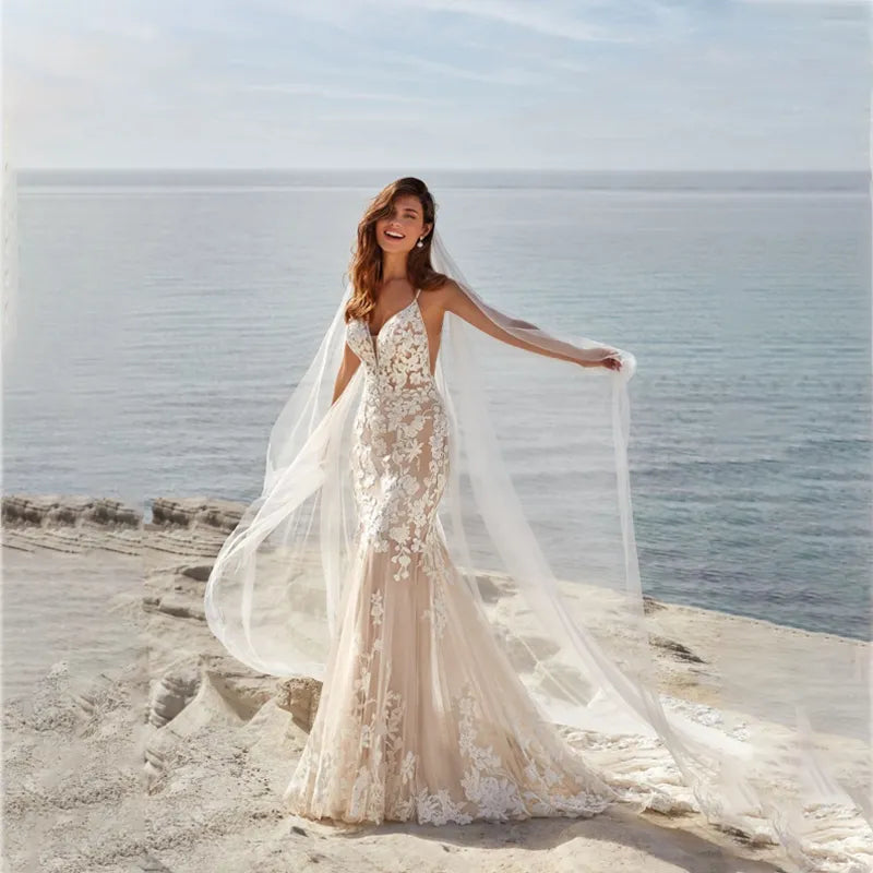 MACDOUGAL Boho Wedding Dress off The Shoulder Vintage Lace Appliques Bride Dresses Vestido De Novia Custom Made For Women-payinti