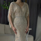 Arabisch Tiffny Meerjungfrau Schwarz Luxus Perlen Abendkleider Kleider Diamant Für Frauen Hochzeit Party 2025 LA72288A 