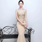 Evening Dress Sleeveless Sequins Robe De Soiree F111 Pearls Mermaid Party Gowns Floor Length Formal Prom Dress-payinti