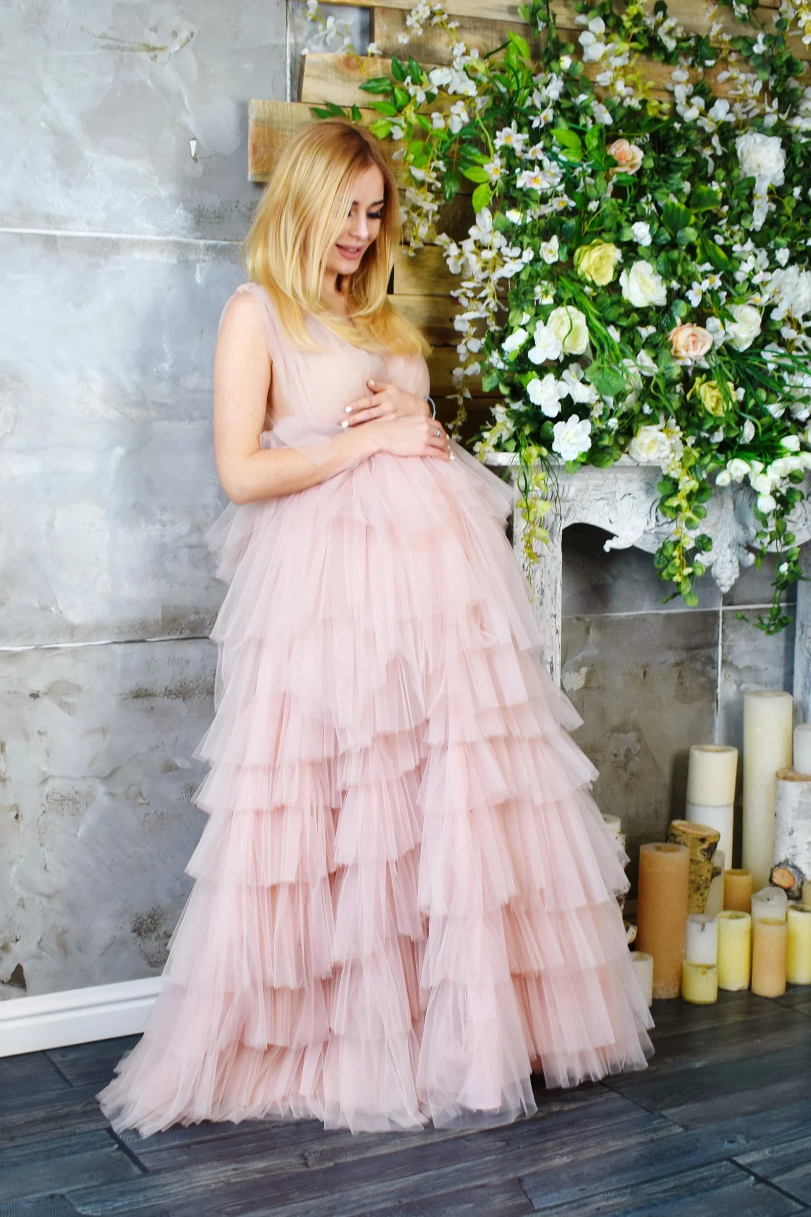 Hellblaues Umstandskleid für Babyparty SY019