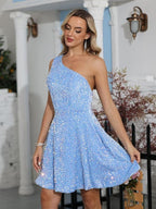 One-Shoulder Pailletten Homecoming Kleid SYH98
