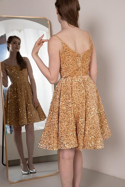 Sequin Short Homecoming Dresses for Teens Sparkly Prom Dresses SYH81