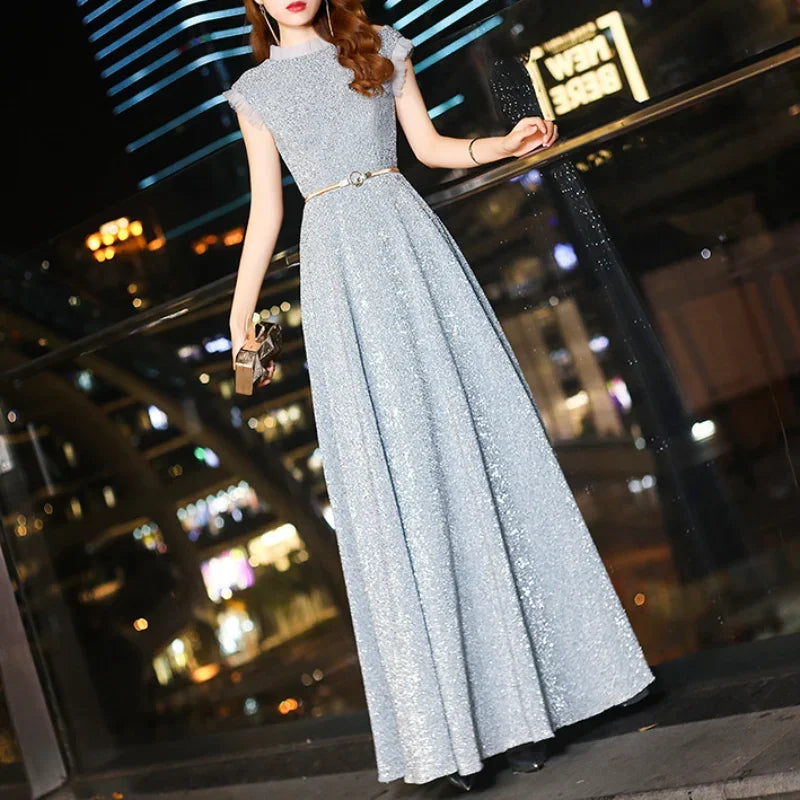 Elegant Sleeveless Slim Waist Evening Party Dresses 2023 New Fashion O-neck Prom Vestidos Sexy Wedding Party Dress-payinti