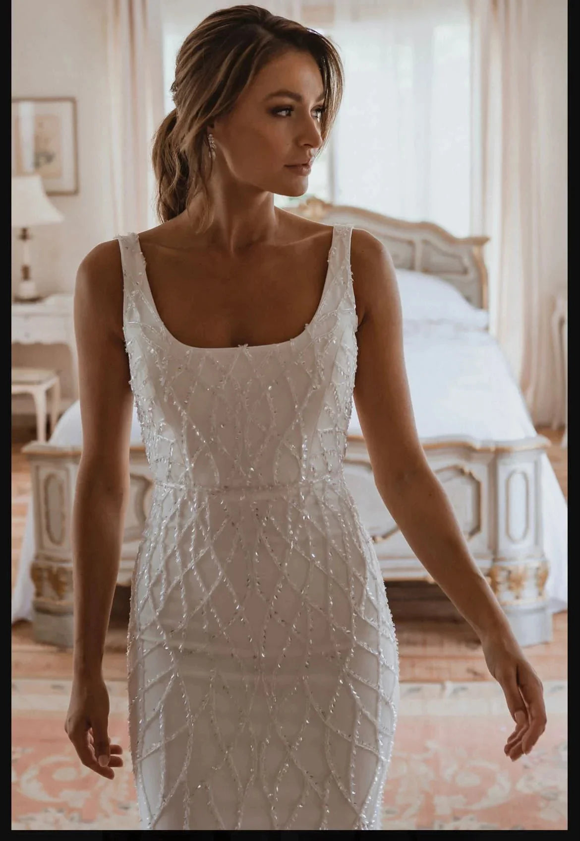 Sequins Mermaid Wedding Dresses 2023 Women's Modern Square Neck Sleeveless Bridal Gowns Satin Tulle Vesidos De Novia Robe De-payinti
