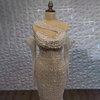 Vestido de noche árabe de sirena con un solo hombro, elegante y lujoso, con cuentas, para fiesta femenina, LA72365 