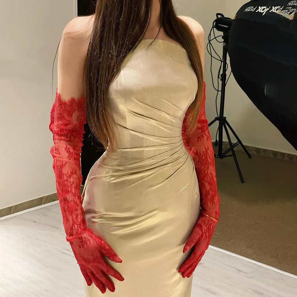 2025 Arabic Elegant Gold Strapless Mermaid Luxury Dubai Evening Gown for Women's Party LA72670