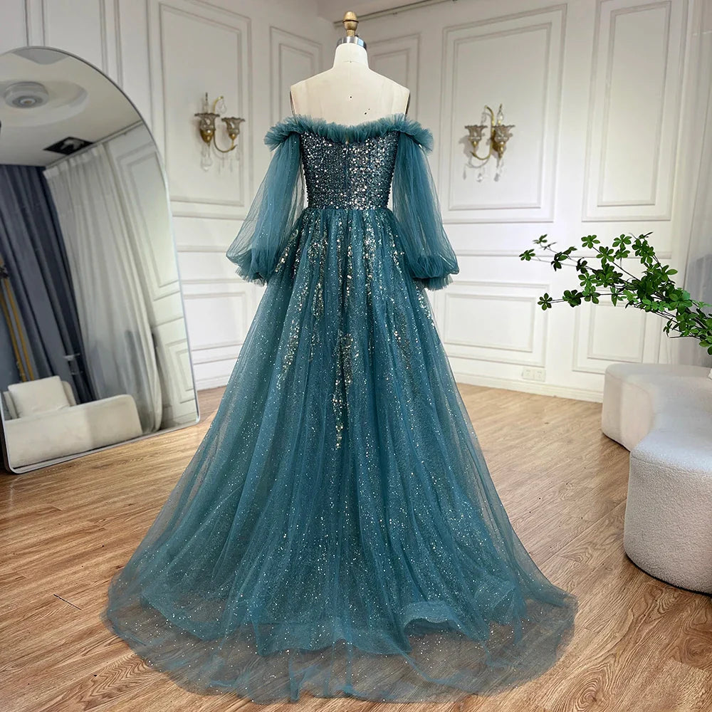En oferta. Disponible para envío el 6, 8, 10, 12, 14 y 16 de 2025. Elegante vestido de noche árabe de corte A con cuentas y lujo. Vestidos 72655 