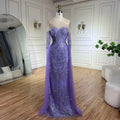 2025 Arabic Lilac Cape Sleeves Mermaid Luxury Dubai Evening Gown Beaded Dress for Women's Party LA72616