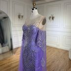 2025 Arabic Lilac Cape Sleeves Mermaid Luxury Dubai Evening Gown Beaded Dress for Women's Party LA72616