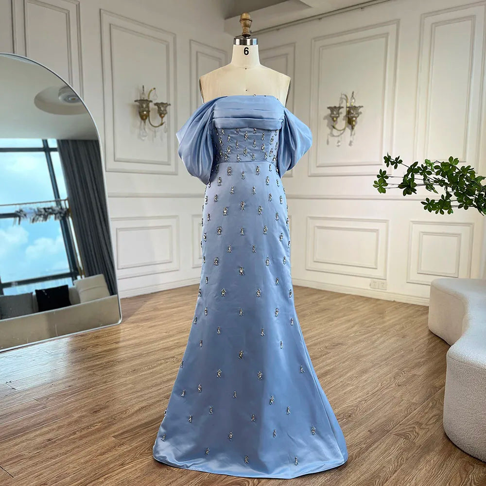 Luxuriöses schulterfreies Abendkleid in Babyrosa für Damenparty LA72414