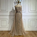 2025 Arabic Nude Elegant Mermaid Evening Gowns with Beaded Skirt Lace-Up for Women's Wedding Party LA72375