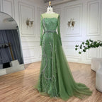 2025 Arabic Nude Elegant Mermaid Evening Gowns with Beaded Skirt Lace-Up for Women's Wedding Party LA72375