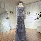 Luxus Dubai Arabisch Salbeigrün Meerjungfrau Abendkleid Kleider für Party LA72126A 