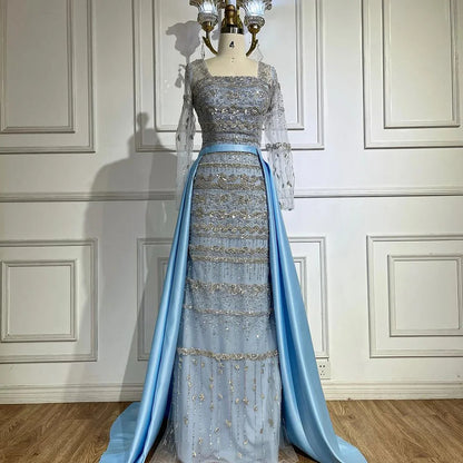 Luxus Dubai Arabisch Salbeigrün Meerjungfrau Abendkleid Kleider für Party LA72126A 