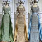 Luxus Dubai Arabisch Salbeigrün Meerjungfrau Abendkleid Kleider für Party LA72126A 