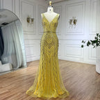 2025 Blue Mermaid Elegant Spaghetti Straps Beaded Luxury Evening Dresses Gowns for Woman Wedding Party LA72450